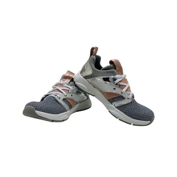 Skechers Sneakers Girl’s Metallic Grey and Rose Shine Status Athletic Size 1 - Picture 1 of 11